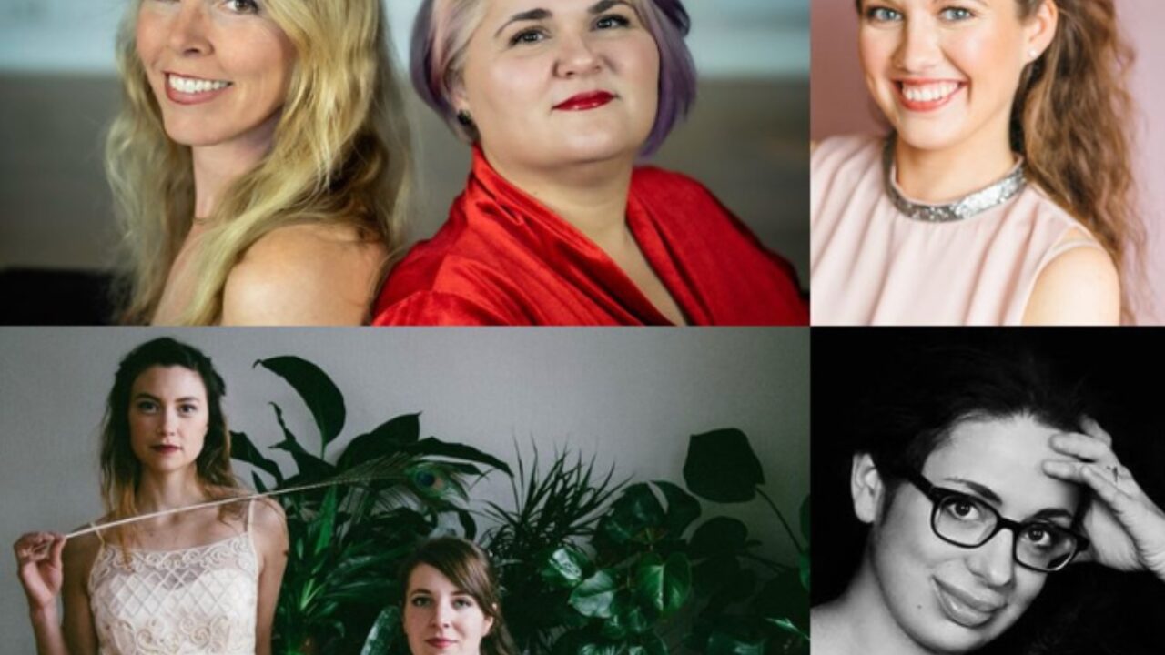 Multiple image put together in a collage of various female artist