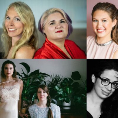 Multiple image put together in a collage of various female artist