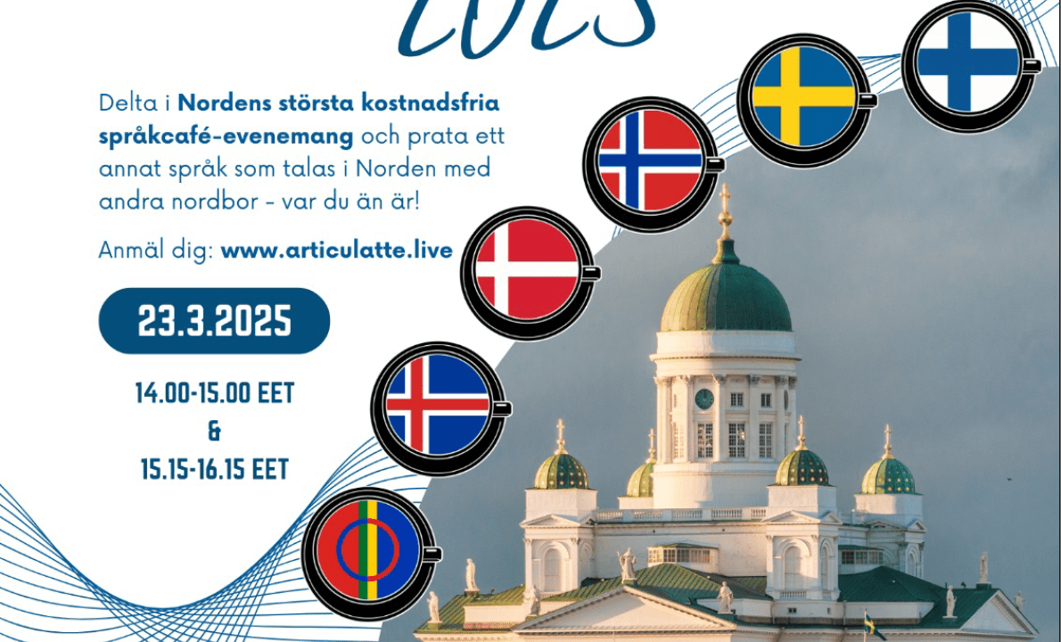Image of various flags of the nordic countries - with text of the event